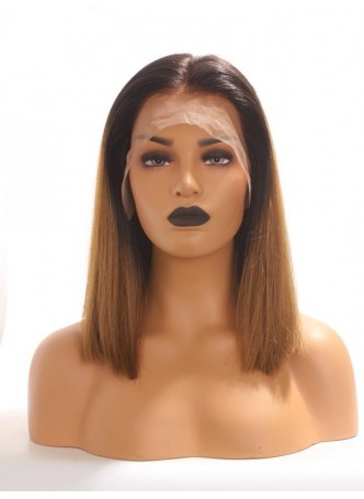 Custom order Bob straight Full lace wig pre plucked hair line baby hair ombre color  bleached knots 100% human hair 8A + quality 